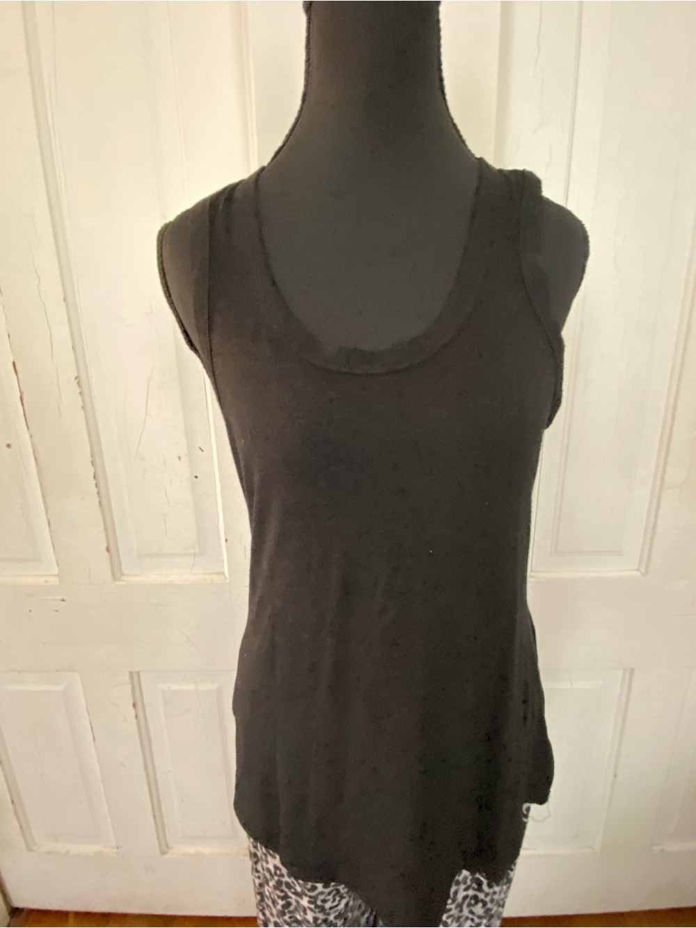 Pajama Set: Black Tank Top w/Coordinating Bottoms - Picture 2 of 5